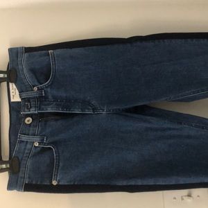 Denim wash, with navy stripe on the side